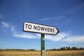 In the countryside a road sign with the inscription no where. Royalty Free Stock Photo