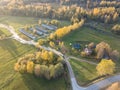 Countryside roads in autumn colors with sunset light Royalty Free Stock Photo