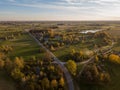 Countryside roads in autumn colors with sunset light Royalty Free Stock Photo