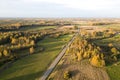 Countryside roads in autumn colors with sunset light Royalty Free Stock Photo