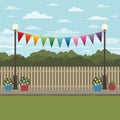 Countryside scene with bunting