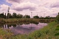 Countryside scenery, small reservoir for using in a farm