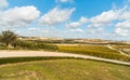 Countryside Sicilian landscape with olive trees and hills of the Campobello of Licata in province of Agrigento