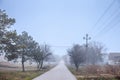 Selective blur on an empty road and street in the village of Vladimirovac in Vojvodina, Banat, Serbia,