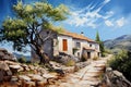 countryside with this thick paint painting, capturing the allure of a country road winding through a serene landscape.