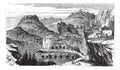 Countryside view of Castrogiovanni vintage engraving