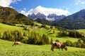 Countryside view of the Funes valley, Bolzano, Italy.