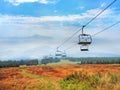 A colorful countryside with cableway at Kubinska Hola mountain Royalty Free Stock Photo