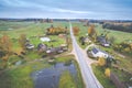 Countryside village in fall, aerial