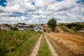 Countryside village hay fields agricultural land Royalty Free Stock Photo