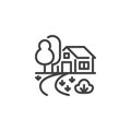 Countryside village line icon