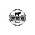 Countryside vintage retro cattle bull animal logo design rustic