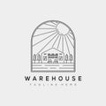 Countryside warehouse outline logo vector illustration design