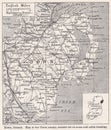 Vintage map of Down, Ireland 1930s