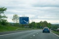 Blue Motorway sign directing drivers off the A1 towards Chester le Street and