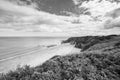 County Durham UK: July 2020: Durham Heritage Coast in black and white