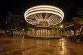 County Fair Farris Wheel taken at dusk with yellow background Royalty Free Stock Photo