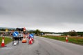 County Galway, Ireland - 13.06.2021: Reverse traffic light with timer on road repair site