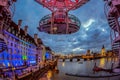 County Hall and London Eye illuminated in night Royalty Free Stock Photo