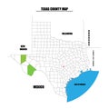 County map of Texas state, USA. Royalty Free Stock Photo