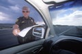 County sheriff giving speeding ticket, New Mexico Royalty Free Stock Photo