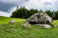 COUNTY SLIGO, IRELAND - AUGUST 25, 2017: Carrowmore Megalithic Cemetery in Sligo, Ireland