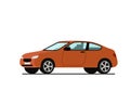 The coupe car orange. Color vector illustration, flat style. White isolated background. Royalty Free Stock Photo