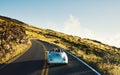 Coupe Driving on Country Road in Vintage Sports Car Royalty Free Stock Photo