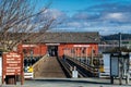 The public wharf and dock on Penn Cove is a popular tourist desination by boat or car Royalty Free Stock Photo