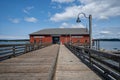 The Coupeville public deck on a wharf overlooking the Puget Sound on Whidbey Island