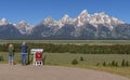 Couple admiring the view of the Tetons range WY Royalty Free Stock Photo