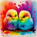 Couple of adorable chicks. AI generative