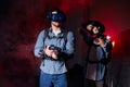 VR game in neon light