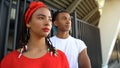 Couple of african american teenagers looking into distance, rights of people Royalty Free Stock Photo