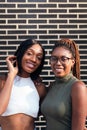 Couple of african girls smiling looking at camera Royalty Free Stock Photo