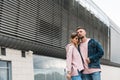 Couple at airport. Young people traveling together