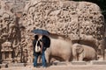 Couple at ancient monument