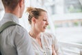 Couple argue, Woman angry and crying expression when quarrel serious talking with her boy friend do mistake Royalty Free Stock Photo