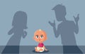 Stressed Baby Watching Parents Fighting Vector Cartoon Illustration