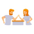 Couple arm wrestling icon, cartoon style Royalty Free Stock Photo