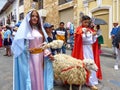 Couple as Holy family on Christmas parade, Ecuador