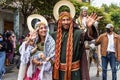 Couple as Holy family on Christmas parade, Ecuador