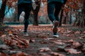 couple of athletes running in park, couple running