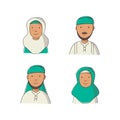 Couple avatar islam male and female design collection isolated