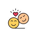 Couple, Avatar, Smiley Faces, Emojis, Valentine Flat Color Icon. Vector icon banner Template