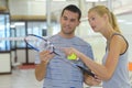 couple with badminton rackets in hands Royalty Free Stock Photo