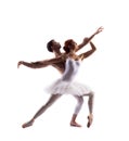 Couple of ballet dancers isolated on white Royalty Free Stock Photo