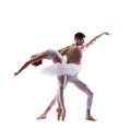 Couple of ballet dancers isolated on white Royalty Free Stock Photo