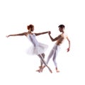 Couple of ballet dancers isolated on white Royalty Free Stock Photo