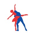 Couple of ballet dancers silhouette vector